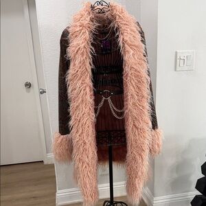JUNGLE BLUSH LUXURY FAUX FUR COAT